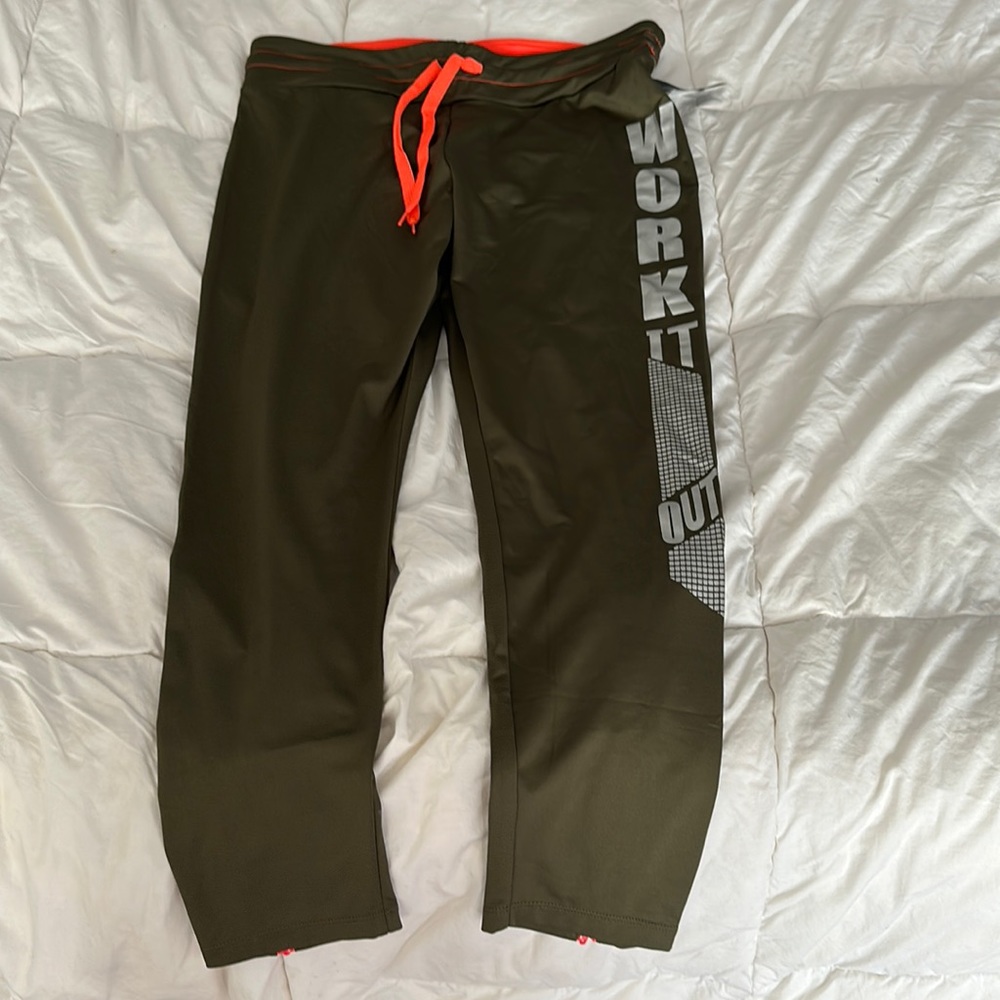 Olive with orange workout leggings
